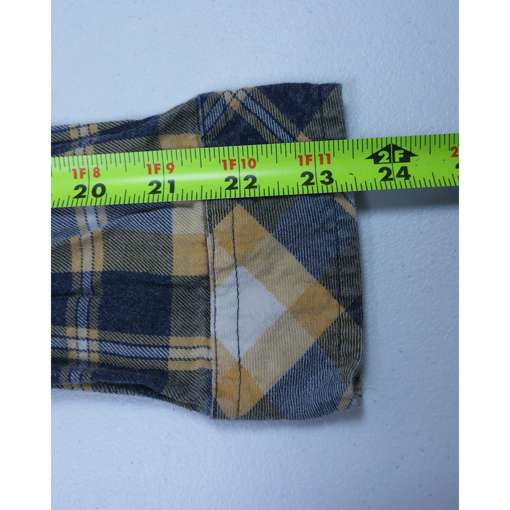 Natural Reflections Flannel Shirt Navy Blue Yellow Plaid Button Down XL Womens - Picture 9 of 10